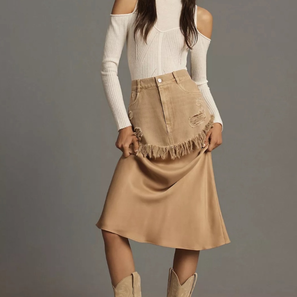Pilcro Twofer Slip Midi Skirt